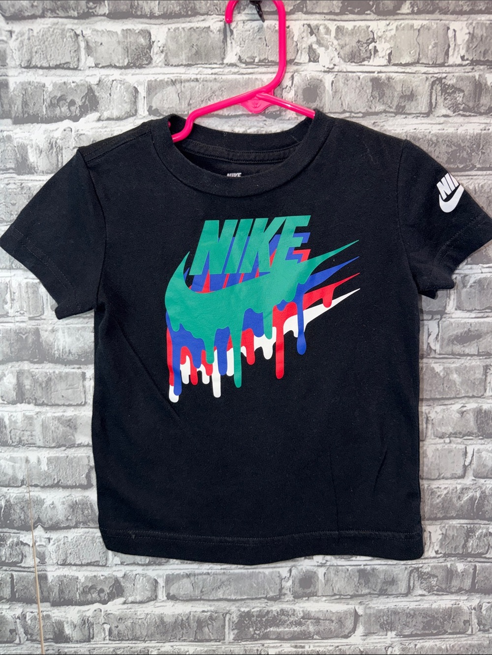 Nike Black Short Sleeve Tee with Multicolor Drip‎ Swoosh